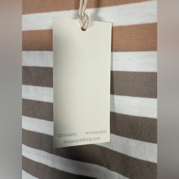 REVOLVE Z Supply NWT Aya Stripped Knee-Length Dress In Washed Taupe Color. Large - Picture 8 of 16